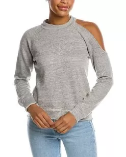 French Terry Vented Shoulder Linen-Blend Pullover Women