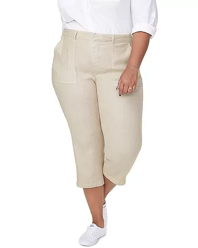 NYDJ Plus Linen-Blend Utility Capri Pant Women 1 NYDJ Plus Linen-Blend Utility Capri Pant Women