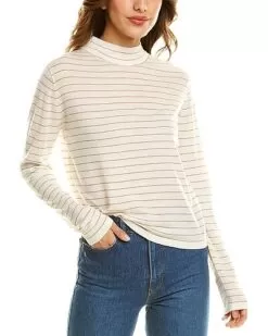 Vince Striped Saddle Wool & Cashmere-Blend Pullover Women
