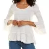 Gauzy Shirred Peplum Top Women