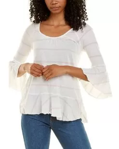 Gauzy Shirred Peplum Top Women