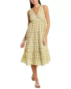 V-Neck Tiered Midi Dress Women