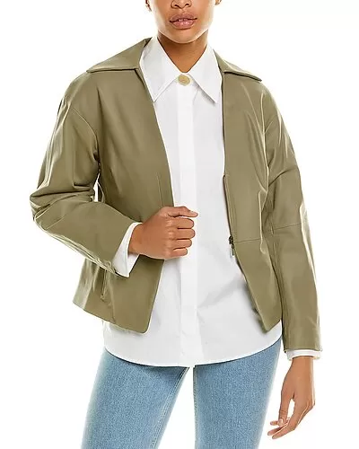 Vince Leather Cinched Shirt Jacket Women 1 Vince Leather Cinched Shirt Jacket Women