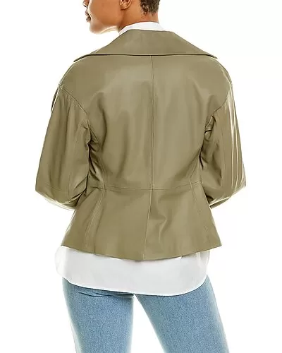 Vince Leather Cinched Shirt Jacket Women 2 Vince Leather Cinched Shirt Jacket Women - Image 2
