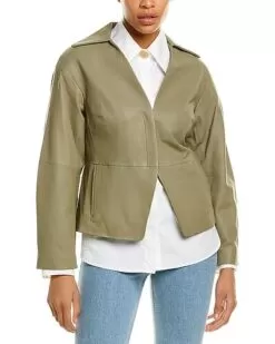 Vince Leather Cinched Shirt Jacket Women 6 Vince Leather Cinched Shirt Jacket Women -Fashion Clothing Store 1411349605 RLLD 3