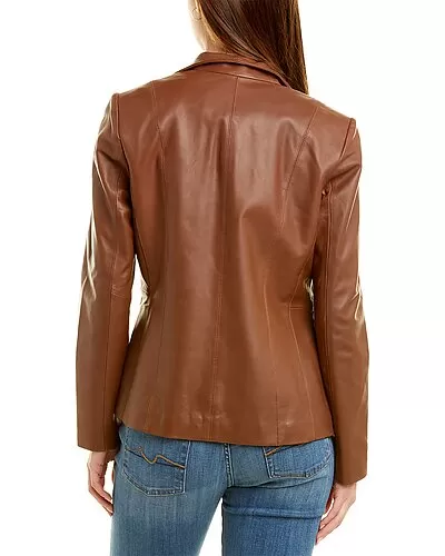Cole Haan Leather Jacket Women 2 Cole Haan Leather Jacket Women - Image 2