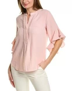 Vince Camuto Flutter Pintuck Blouse Women