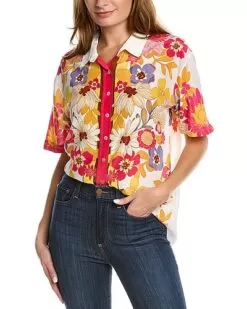 Johnny Was Penny Silk Shirt Women