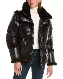 Mackage Miya Shearling-Trim Puffer Jacket Women