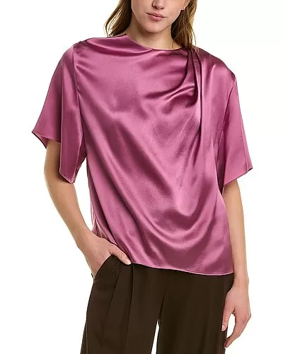 Vince Flutter Draped Silk Blouse Women 1 Vince Flutter Draped Silk Blouse Women