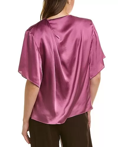 Vince Flutter Draped Silk Blouse Women 2 Vince Flutter Draped Silk Blouse Women - Image 2