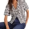 Boden Puff Sleeve Linen-Blend Blouse Women