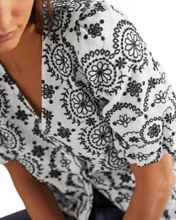 Boden Puff Sleeve Linen-Blend Blouse Women 6 Boden Puff Sleeve Linen-Blend Blouse Women -Fashion Clothing Store 1411627861 RLLD 3