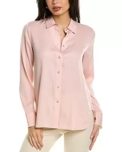 Vince Slim Fitted Silk-Blend Blouse Women